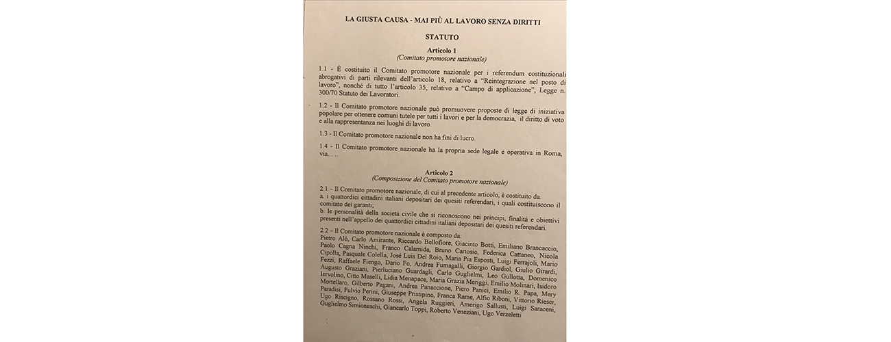 Al momento stai visualizzando La giusta causa: stesso Lavoro, stessi diritti – di Giacinto Botti